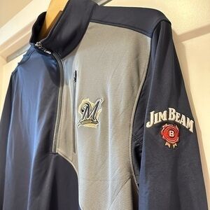 NWOT Jim Beam & Milwaukee Brewers 1/4 Zip Lightweight Sweatshirt Size Medium